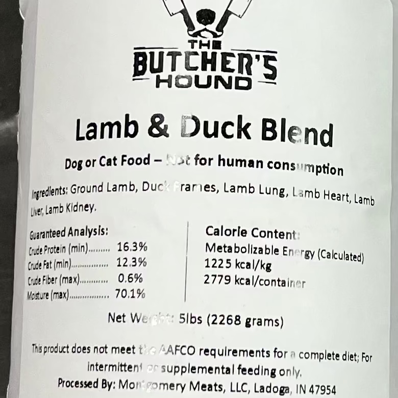 Lamb & Duck Blend - 5lb - The Butchers Hound by Montgomery Meats