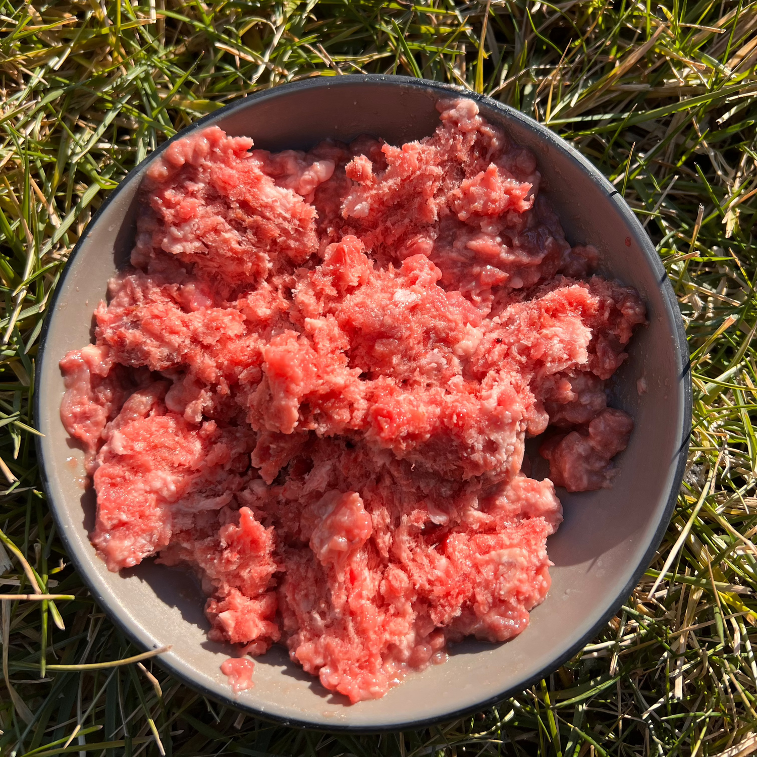 Bowl of whole ground rabbit raw dog food | The Butcher's Hound