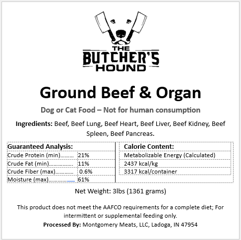 Big Beef Box with a Side o' Bone - Raw PMR Dog Food - 30lb - The Butchers Hound by Montgomery Meats